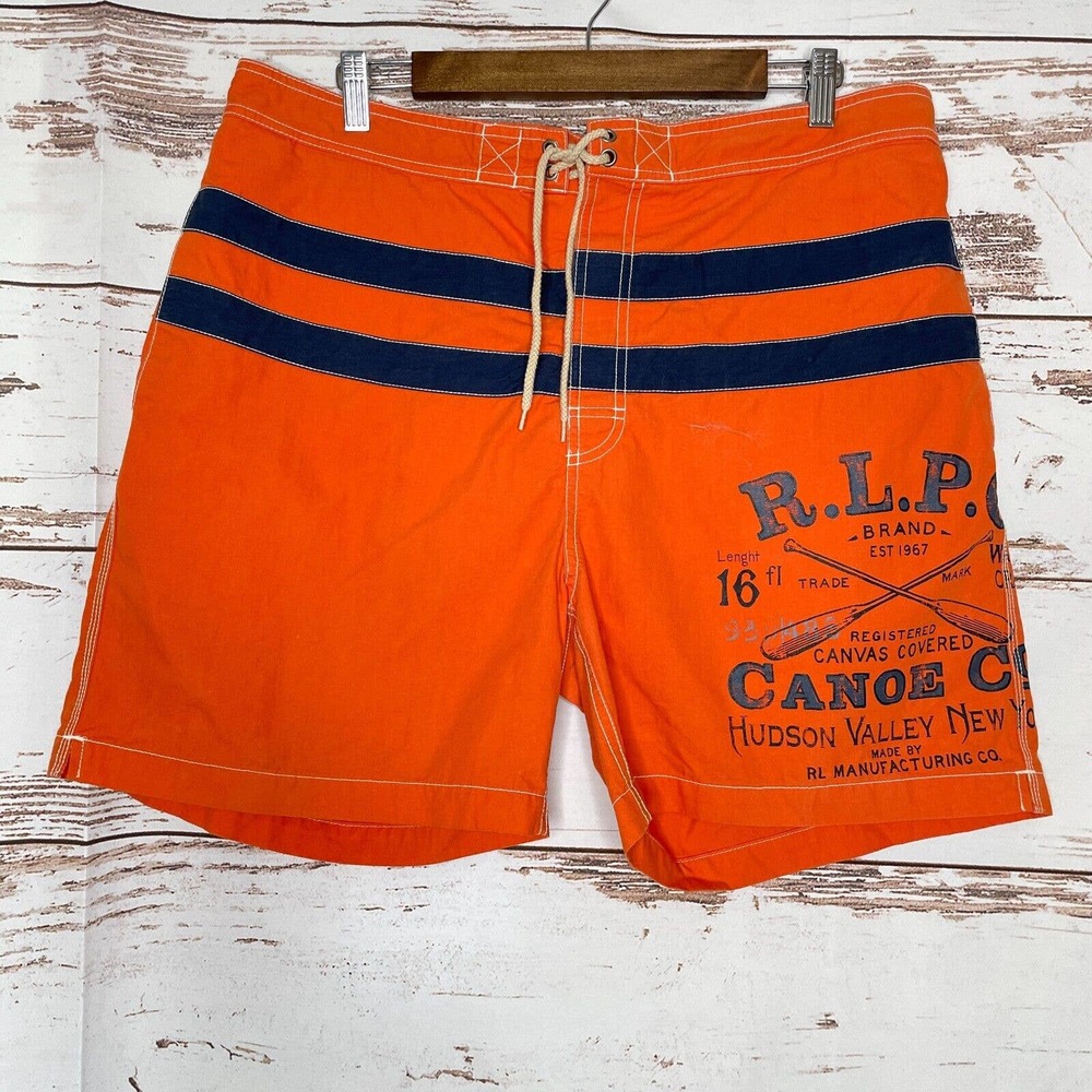 Polo By Ralph Lauren XL Mens Orange Drawstring Waist Swim Board Shorts